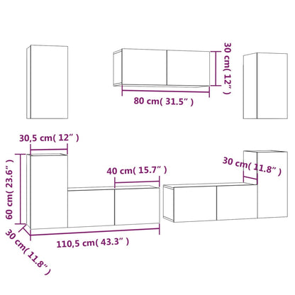 7-tlg. TV-Schrank-Set Weiß Holzwerkstoff