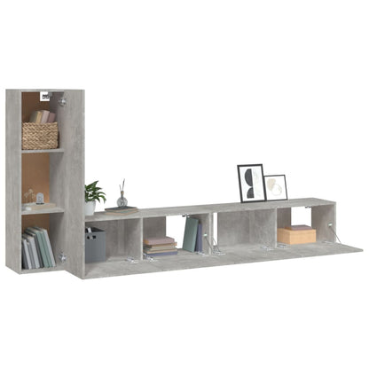 3-tlg. TV-Schrank-Set Betongrau Holzwerkstoff