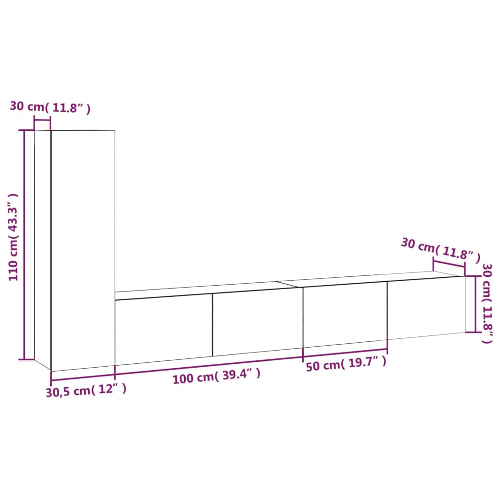 3-tlg. TV-Schrank-Set Braun Eichen-Optik Holzwerkstoff