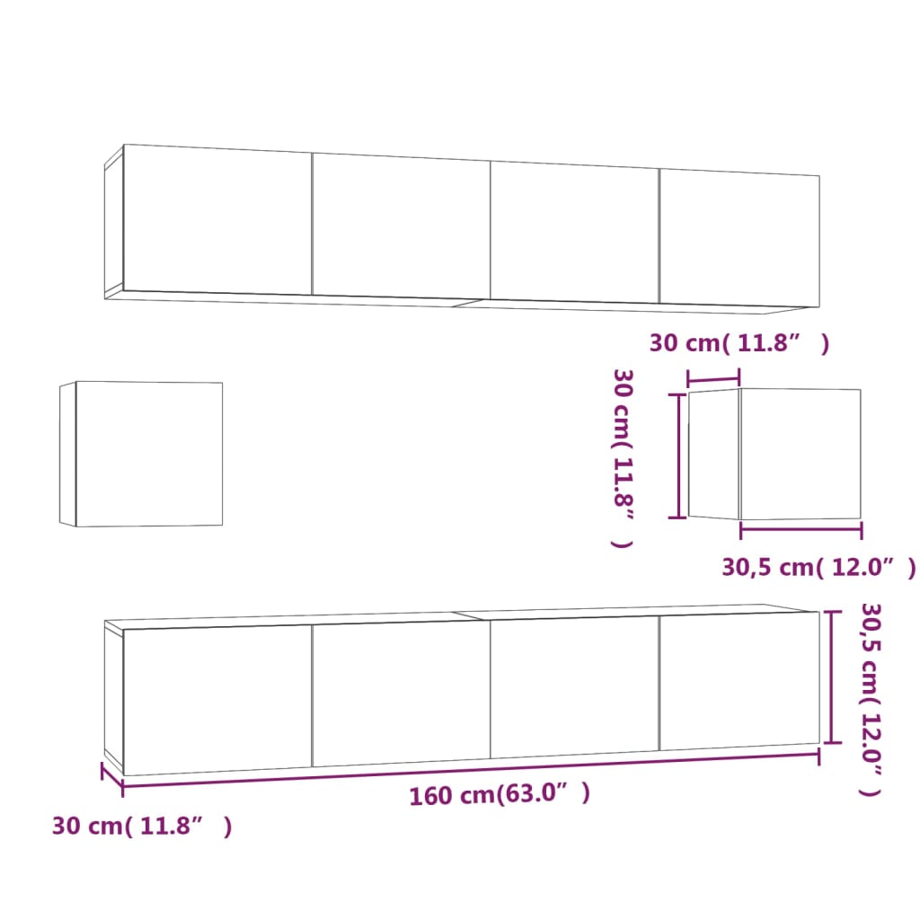 6-tlg. TV-Schrank-Set Weiß Holzwerkstoff