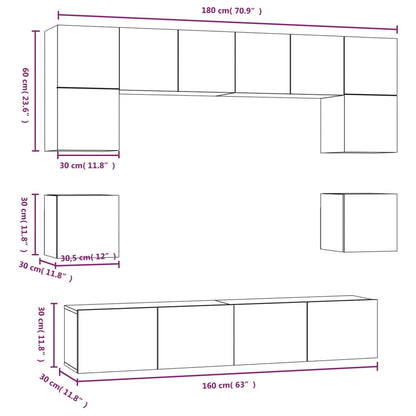 8-tlg. TV-Schrank-Set Weiß Holzwerkstoff