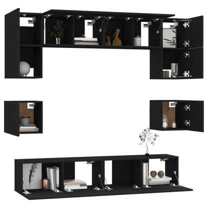 8-tlg. TV-Schrank-Set Schwarz Holzwerkstoff