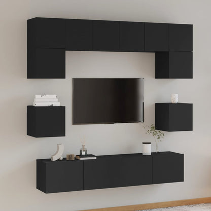 8-tlg. TV-Schrank-Set Schwarz Holzwerkstoff