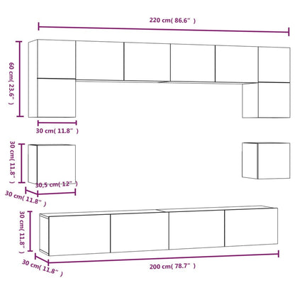 8-tlg. TV-Schrank-Set Sonoma-Eiche Holzwerkstoff