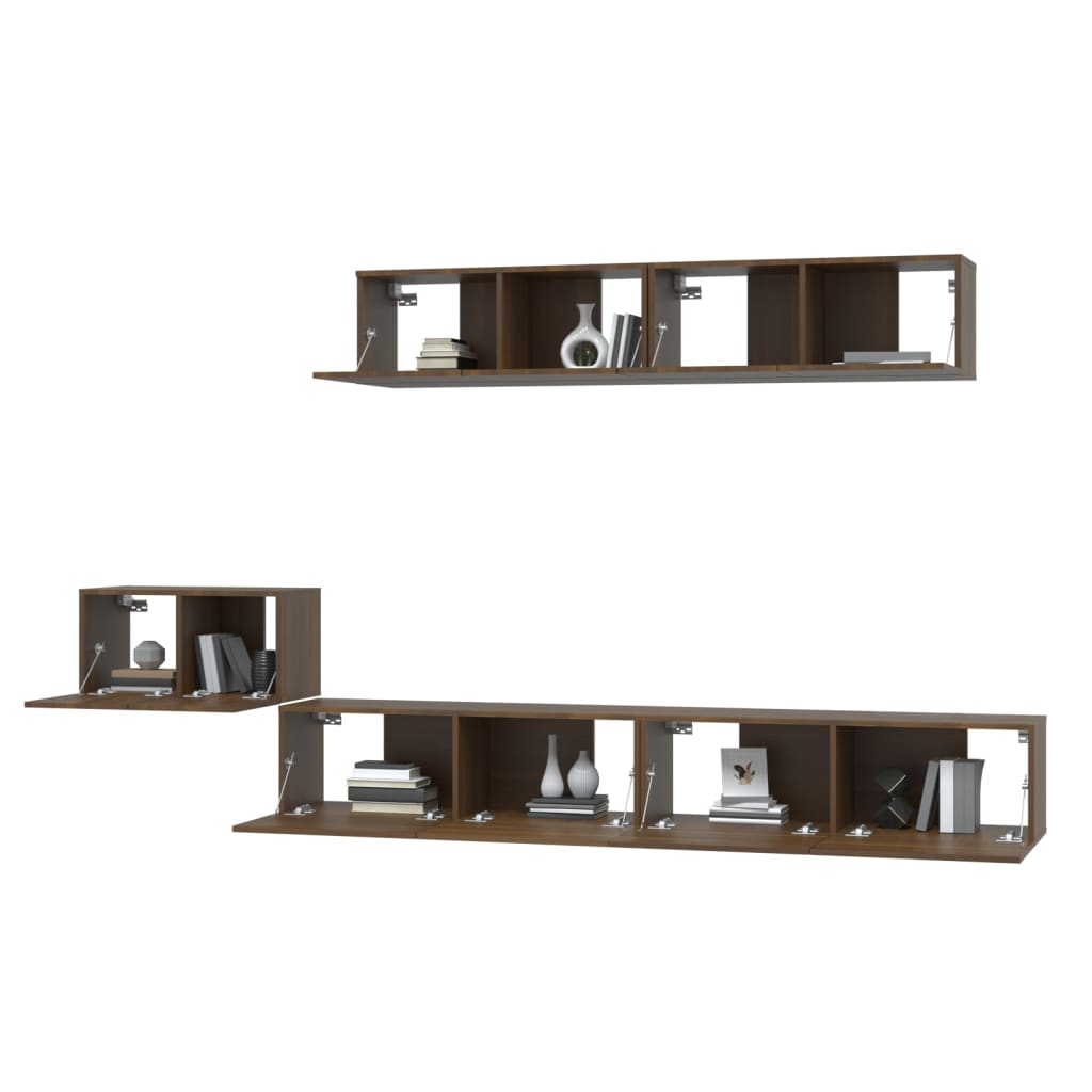 5-tlg. TV-Schrank-Set Braun Eichen-Optik Holzwerkstoff