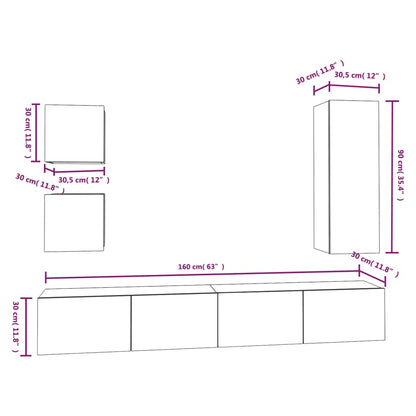 5-tlg. TV-Schrank-Set Weiß Holzwerkstoff