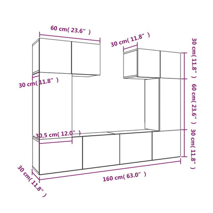 6-tlg. TV-Schrank-Set Schwarz Holzwerkstoff