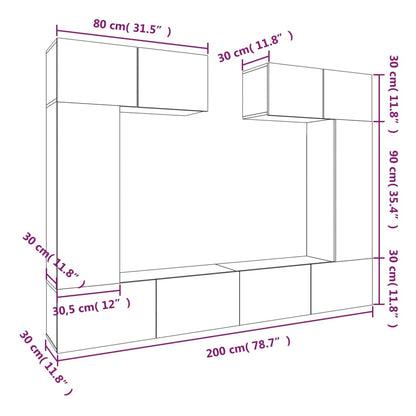 6-tlg. TV-Schrank-Set Schwarz Holzwerkstoff