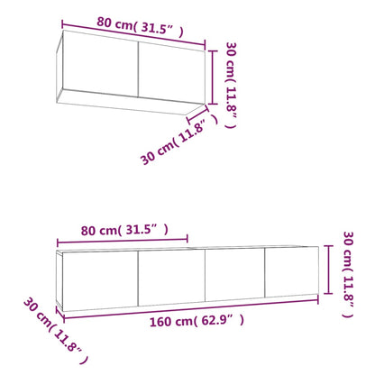 3-tlg. TV-Schrank-Set Sonoma-Eiche Holzwerkstoff