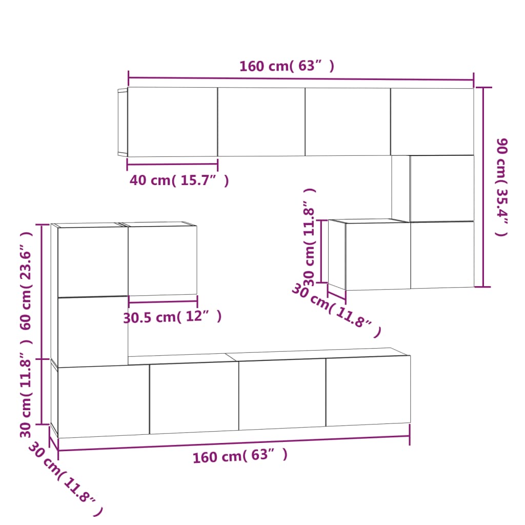 TV-Wandschrank Weiß Holzwerkstoff