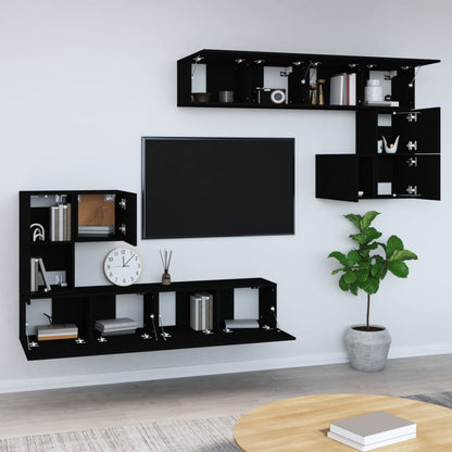 TV-Wandschrank Schwarz Holzwerkstoff