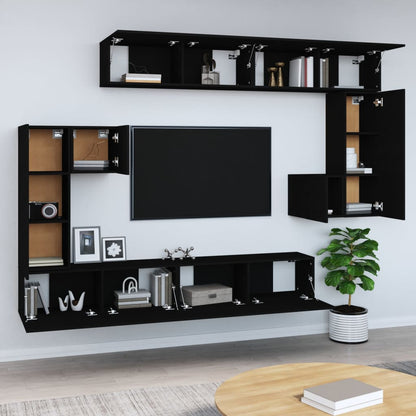 TV-Wandschrank Schwarz Holzwerkstoff