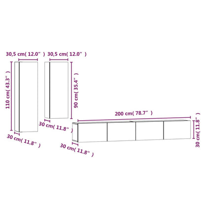 4-tlg. TV-Schrank-Set Braun Eichen-Optik Holzwerkstoff