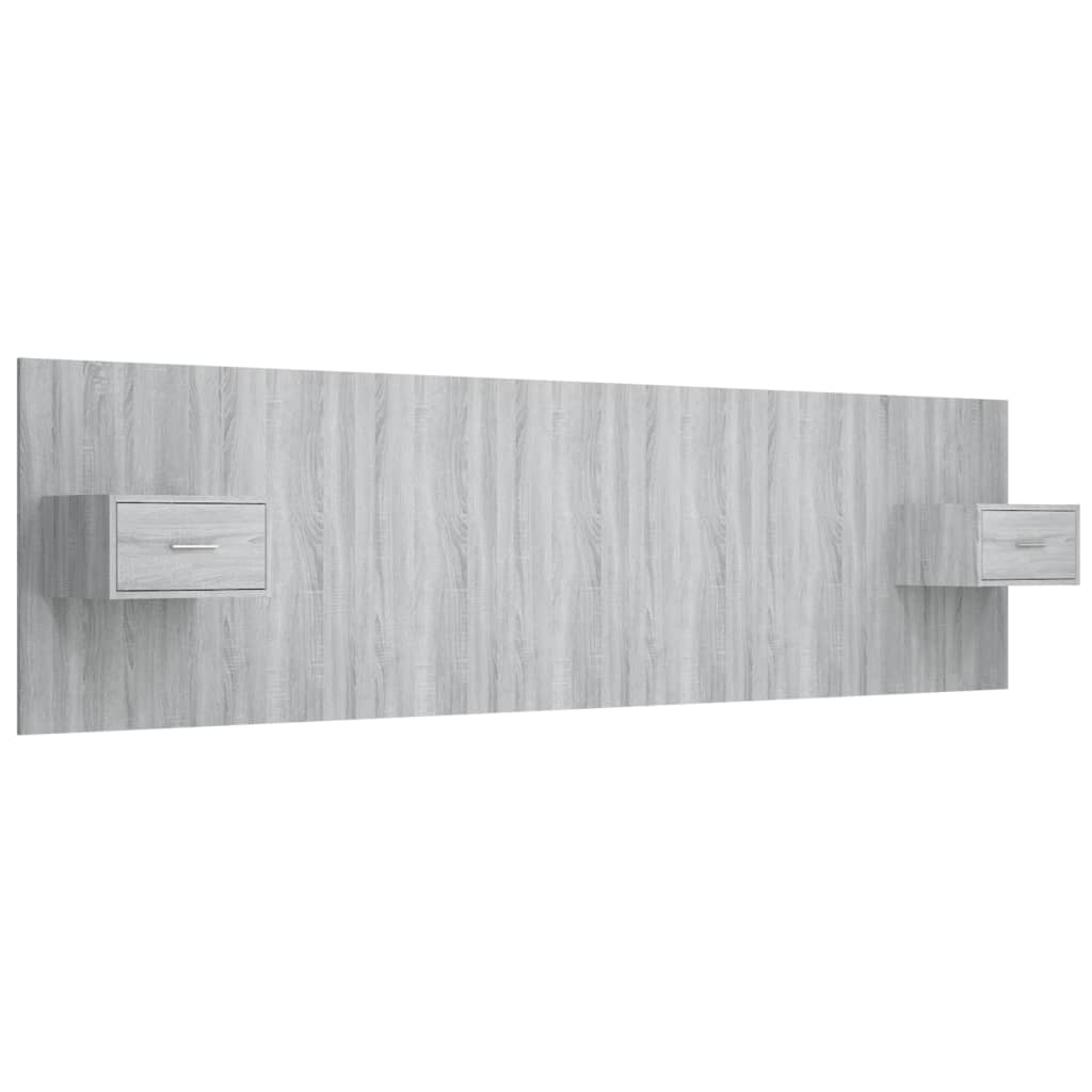 Headboard with bedside tables Grey Sonoma wood material