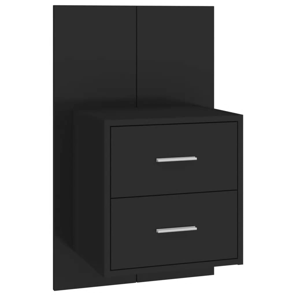 Headboard with bedside tables Black wood material