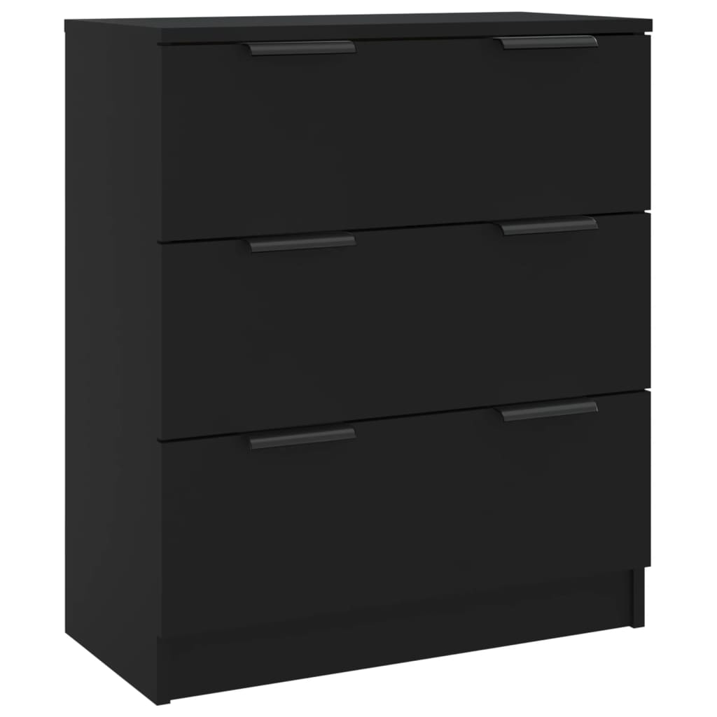 3-tlg. Sideboard-Set Schwarz Holzwerkstoff