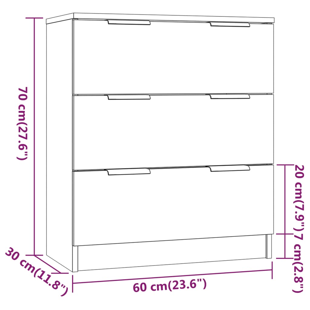 3-tlg. Sideboard-Set Schwarz Holzwerkstoff