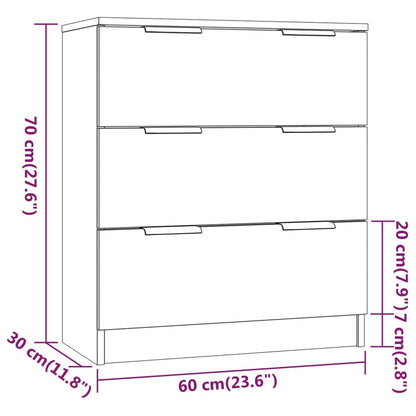 3-tlg. Sideboard Braun Eiche-Optik Holzwerkstoff