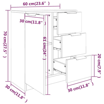 Sideboards 2 pcs. White 60x30x70 cm wood material