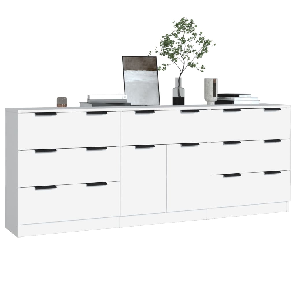 3-piece sideboard white wood material