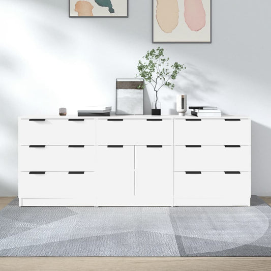 3-piece sideboard white wood material