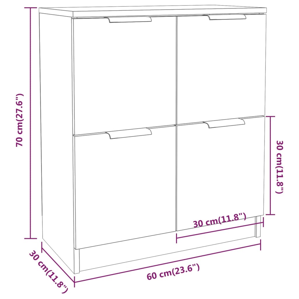 Komode 2 kom. Smeđi izgled hrasta 60x30x70 cm drvo materijal