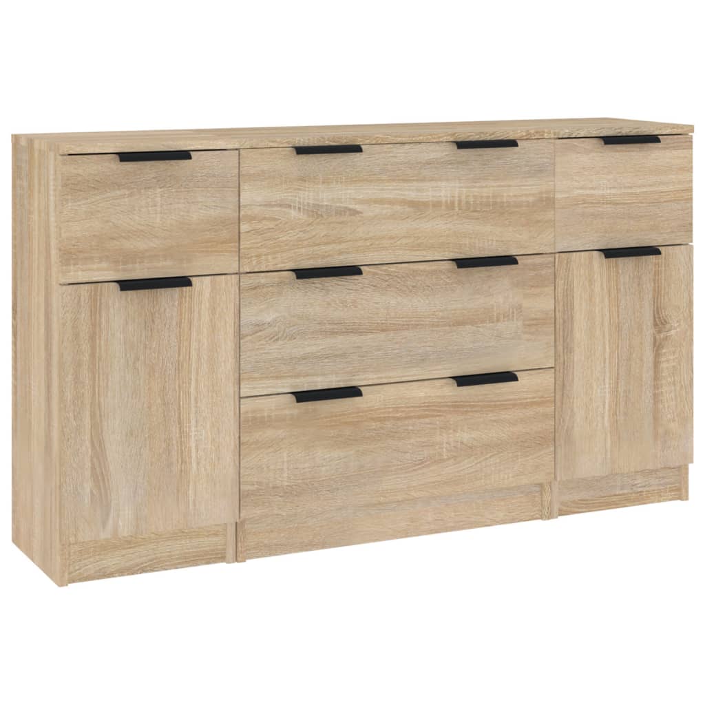 3-tlg. Sideboard-Set Sonoma-Eiche Holzwerkstoff