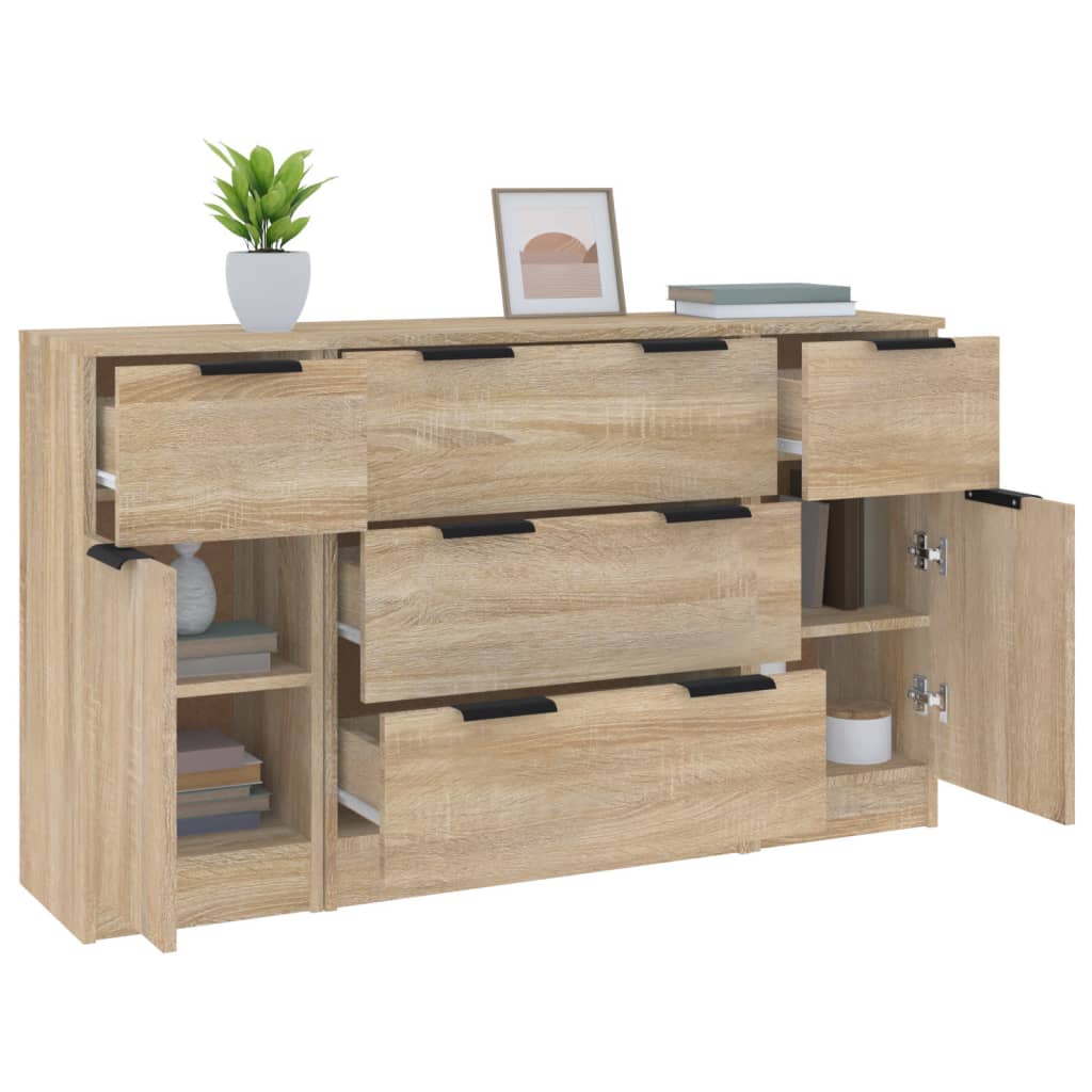 3-tlg. Sideboard-Set Sonoma-Eiche Holzwerkstoff