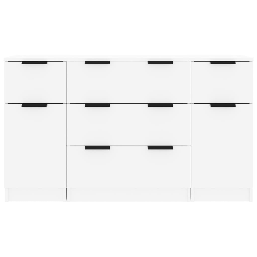 3-piece sideboard set high-gloss white wood material