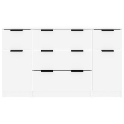 3-piece sideboard set high-gloss white wood material