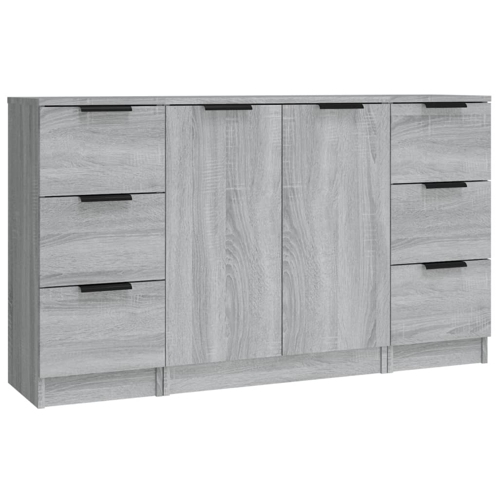 Sideboards 3 Stk. Grau Sonoma Holzwerkstoff