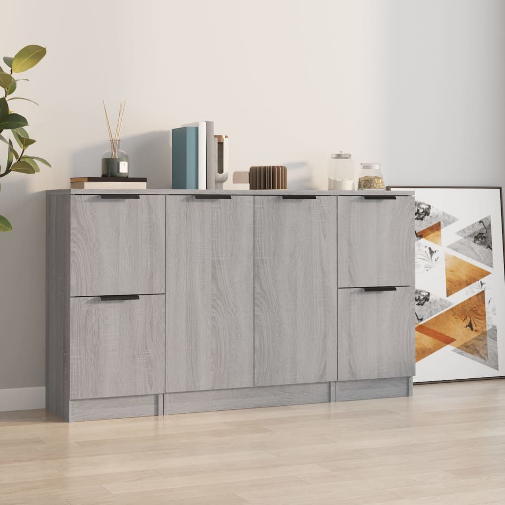 Sideboards 3 Stk. Grau Sonoma Holzwerkstoff