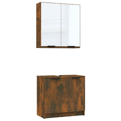 2-piece bathroom furniture set smoked oak wood material