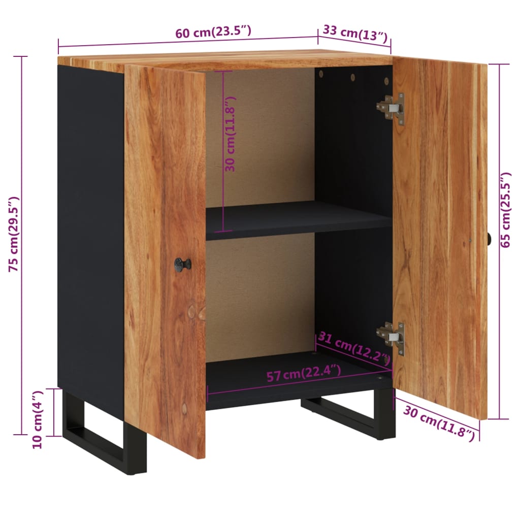 Sideboard 60x33x75 cm Massivholz Akazie