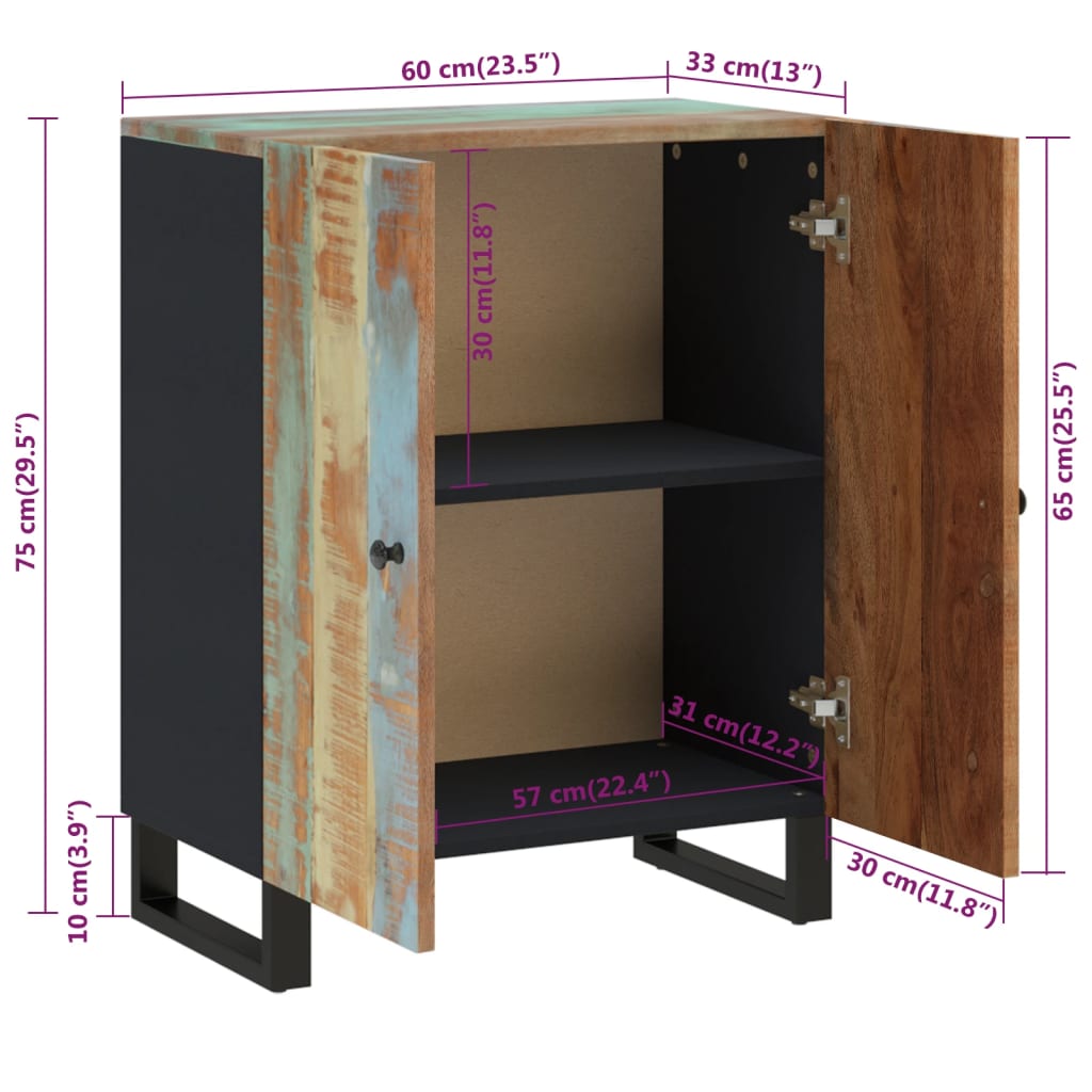 Sideboard 60x33x75 cm Altholz Massiv