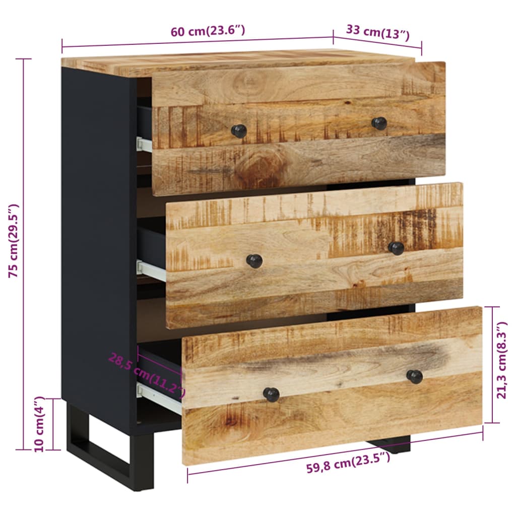 Sideboard 60x33x75 cm Massivholz Mango