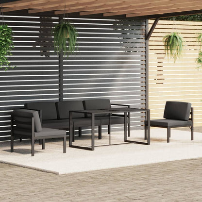 6-tlg. Garten-Lounge-Set mit Kissen Aluminium Anthrazit