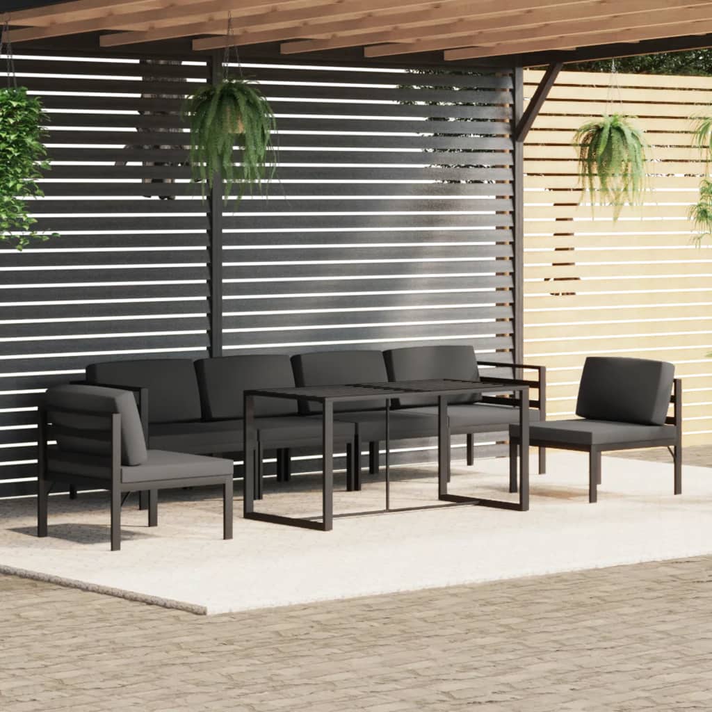 7-tlg. Garten-Lounge-Set mit Kissen Aluminium Anthrazit