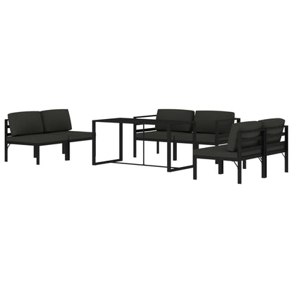 7-tlg. Garten-Lounge-Set mit Kissen Aluminium Anthrazit