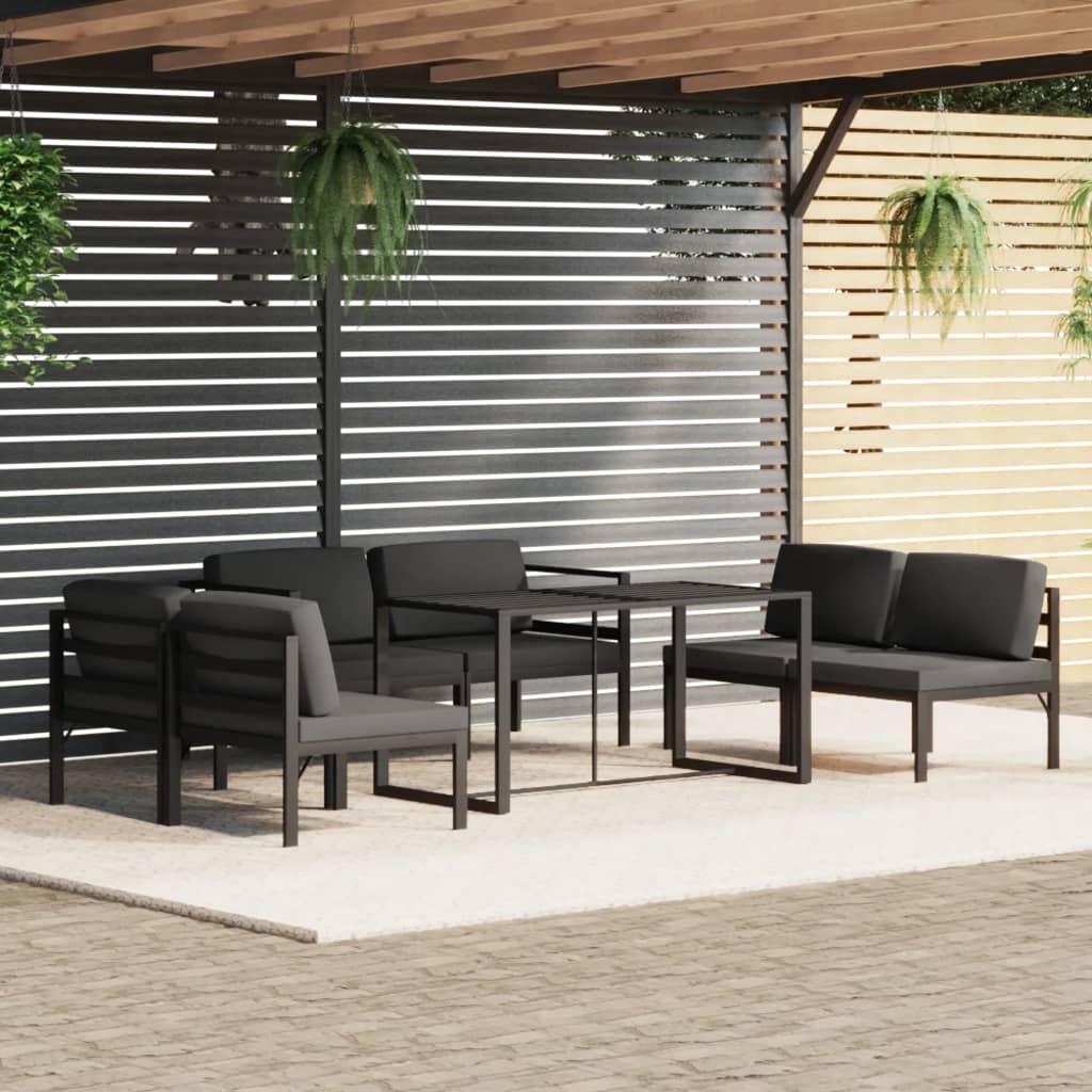 7-tlg. Garten-Lounge-Set mit Kissen Aluminium Anthrazit