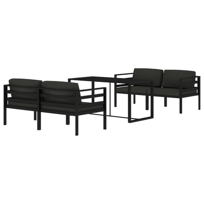 5-tlg. Garten-Lounge-Set mit Kissen Aluminium Anthrazit