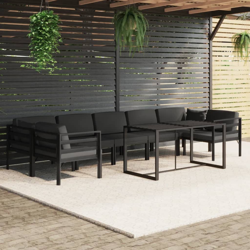 8-tlg. Garten-Lounge-Set mit Kissen Aluminium Anthrazit