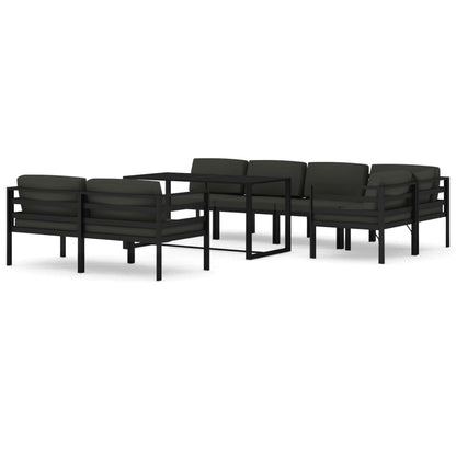 8-tlg. Garten-Lounge-Set mit Kissen Aluminium Anthrazit