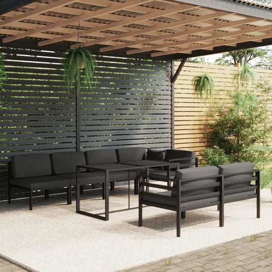 8-tlg. Garten-Lounge-Set mit Kissen Aluminium Anthrazit