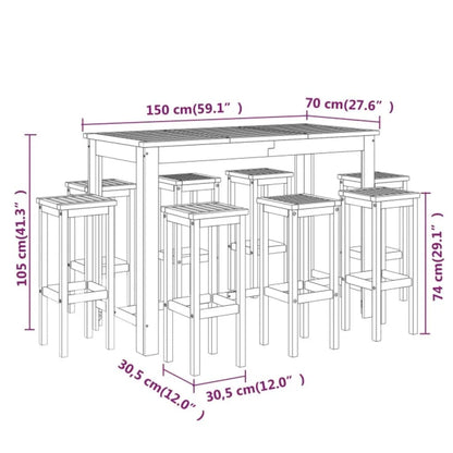 9-tlg. Gartenbar-Set Massivholz Akazie