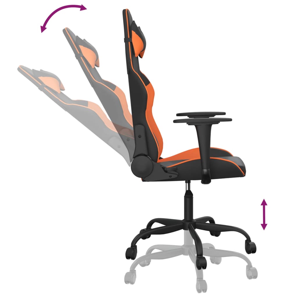 Gaming-Stuhl mit Massagefunktion Schwarz und Orange Kunstleder