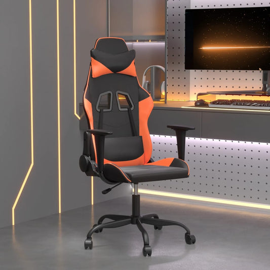 Gaming-Stuhl mit Massagefunktion Schwarz und Orange Kunstleder