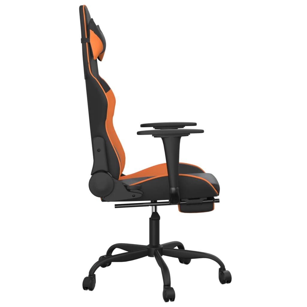 Gaming-Stuhl mit Massage & Fußstütze Schwarz Orange Kunstleder