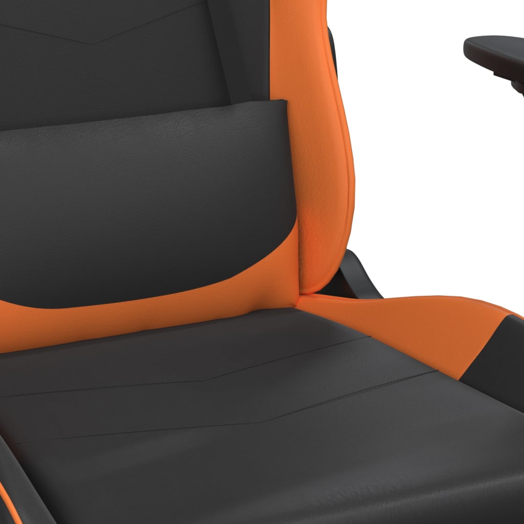 Gaming-Stuhl mit Massage & Fußstütze Schwarz Orange Kunstleder