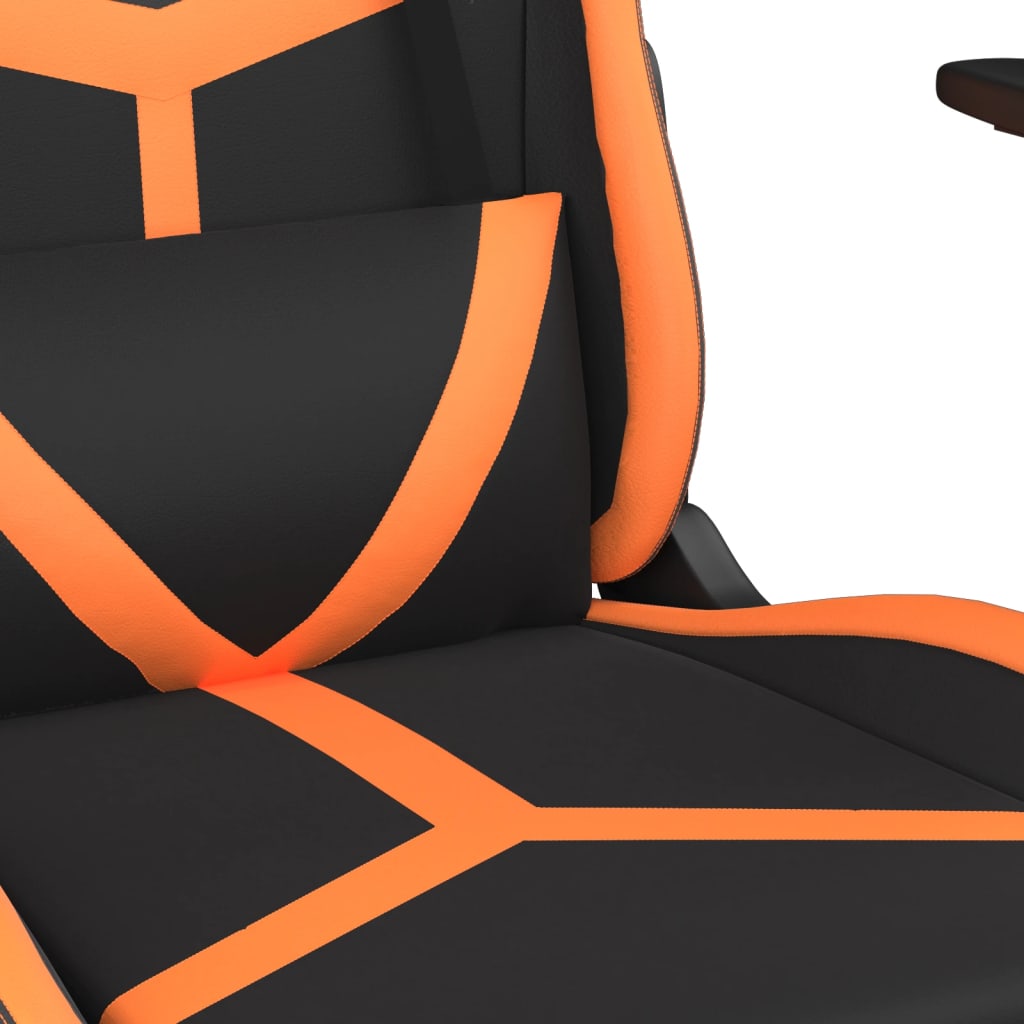 Gaming-Stuhl mit Massage & Fußstütze Schwarz Orange Kunstleder